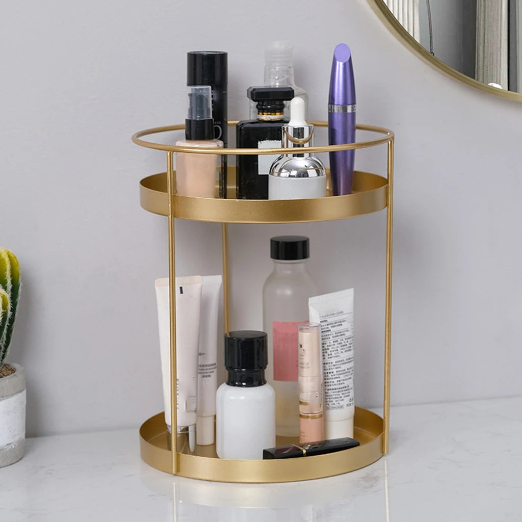 Metal Makeup Organizer Vanity Storage Rack Creams Jewelry Display Stand Tray Decorative Lipstick Organizing Tray Plate