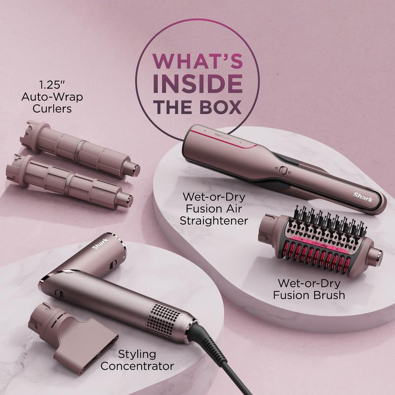 Shark Flexfusion Straight, Air + Ceramic Styling & Drying System for Straight & Wavy Hair + Scalp Shield Mode