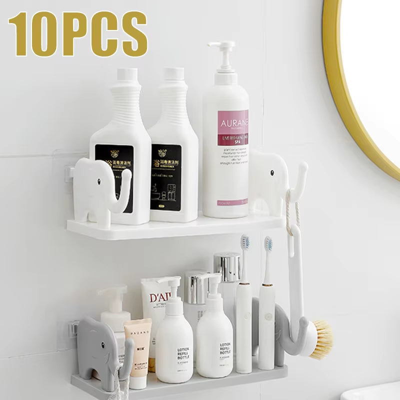 Bathroom Shelf Shower Storage Rack for Soap Shampoo Organizer Little Elephant Shelves No Drilling Cosmetics Holder Home Decor