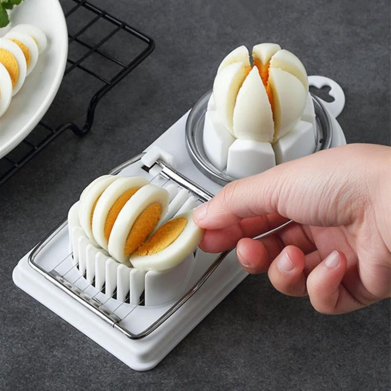 Egg Cutter, 1 Count Household Stainless Steel 2 in 1 Egg Slicer for Hard Boiled Eggs