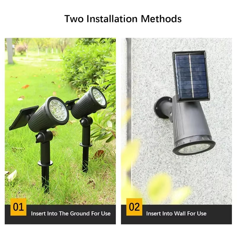 9 Led Solar Spot Lights Outdoor Rgb Solar Landscape Lights Ip65 Waterproof Brightness Adjustable for Garden Yard Palm Trees