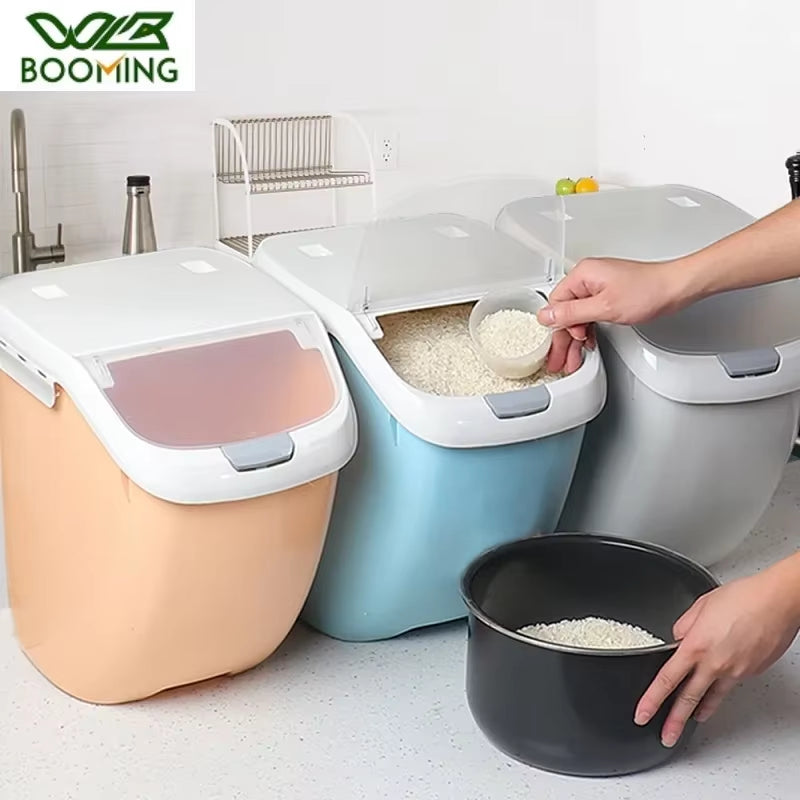 Plastic 6/10/15Kg Rice Grain Storage Box Sealed Moisture-Proof Large Pet Food Storage Container Mildew Anti-Oxidation