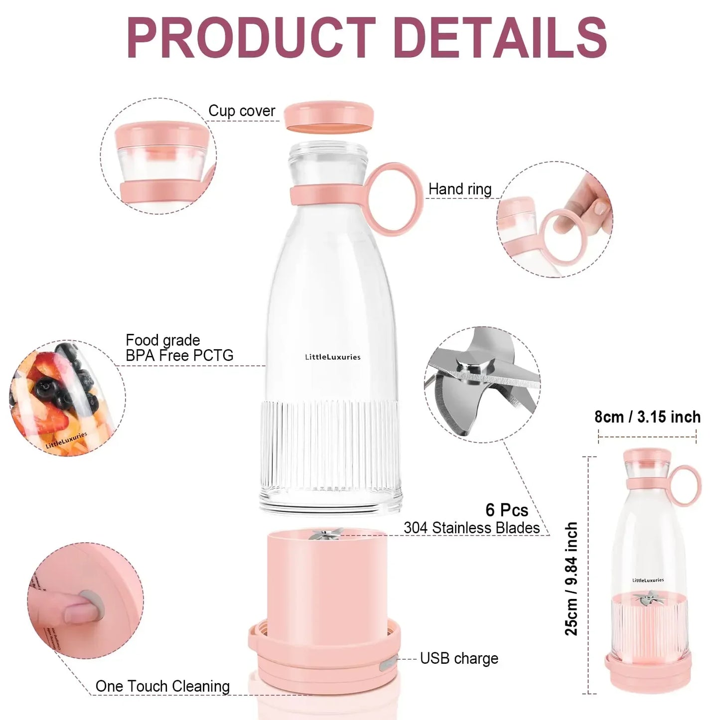 Fresh Juicer Portable Blender Rechargeable Blender Bottle Mixer Smoothie Blender Electric Orange Fruit Juice Extractor Machine