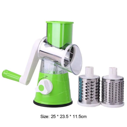 Vegetable Cutter & Slicer Manual Kitchen Cheese Chopper Machine with 3 Sharp Drums Multifunctional Garlic Potato Shredder