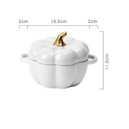 Pumpkin Ceramic Bowl with Lid Microwave Bakeware Oven Baking Kitchen Halloween Party Festival Decoration Ramen Cereal Bowl Set