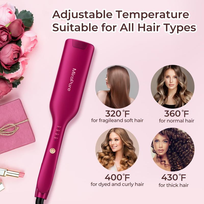 1 Inch Hair Waver & Crimper Iron | Waves Curling Iron with PTC Heater | Auto Shut-Off, Adjustable Temperature 320℉-430℉ | Long-Lasting Curls