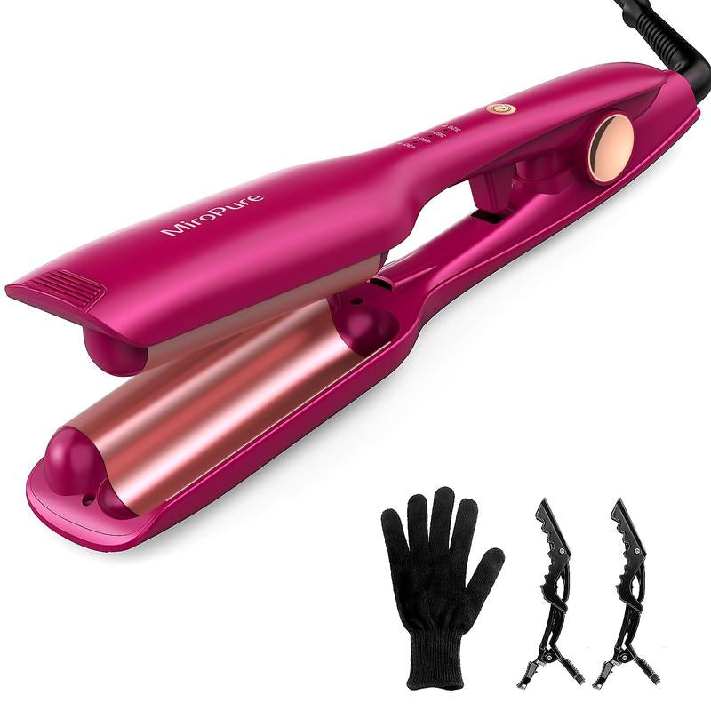 1 Inch Hair Waver & Crimper Iron | Waves Curling Iron with PTC Heater | Auto Shut-Off, Adjustable Temperature 320℉-430℉ | Long-Lasting Curls