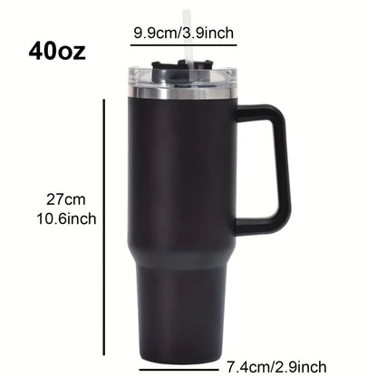 40Oz Bingba Cup Car Stainless Steel Insulated Water Bottle,Thermal Coffee Car Cup, Cold Hot Mugs Vacuum Flask with Handle Straw