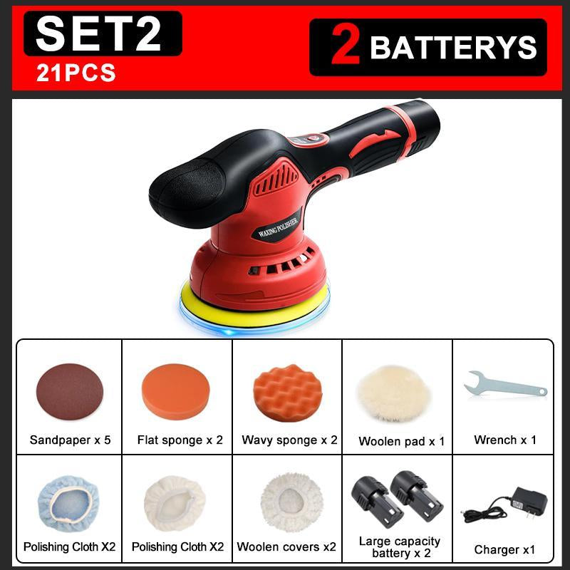 Cordless Car Buffer Polisher with 12V Lithium Rechargeable Battery*2, Cordless Polisher with 8 Variable Speeds, Cordless Buffer Polisher for Car Detailing, Polishing Tools, Polishing Accessories for Men