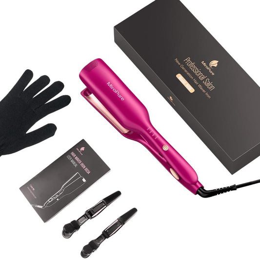 1 Inch Hair Waver & Crimper Iron | Waves Curling Iron with PTC Heater | Auto Shut-Off, Adjustable Temperature 320℉-430℉ | Long-Lasting Curls