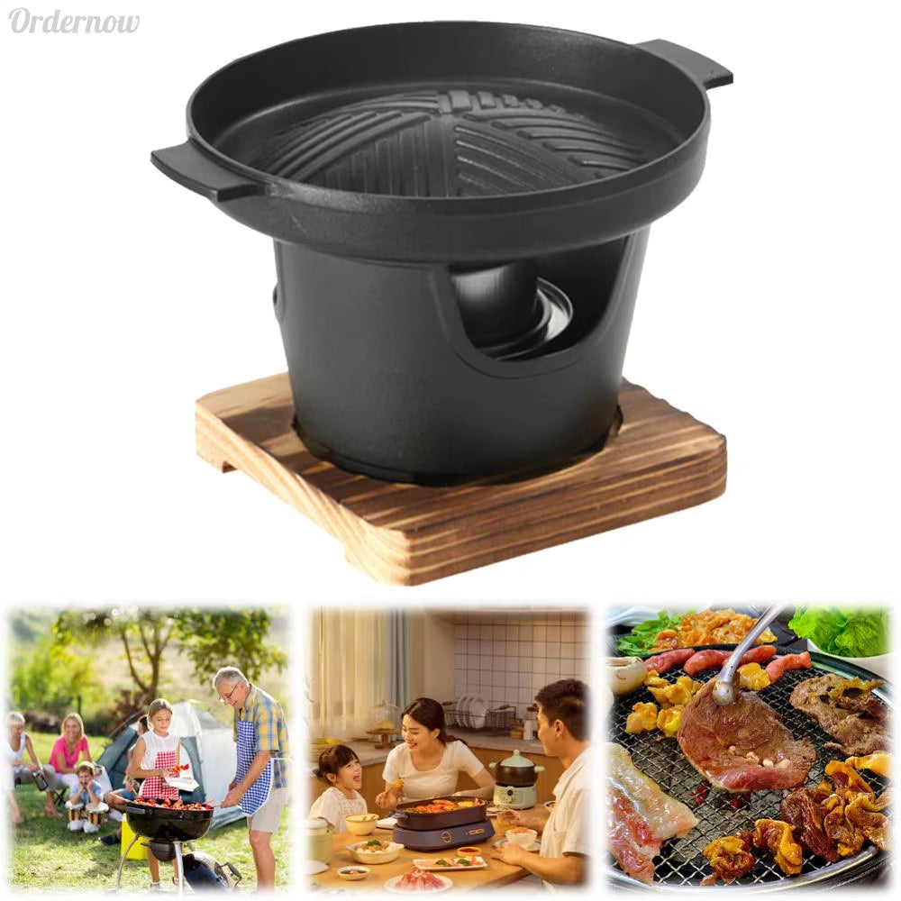 Outdoor BBQ Plate Japanese One Person Cooking Oven Non-Stick Portable Mini Barbecue Stove Smokeless Mini Barbecue Charcoal Grill