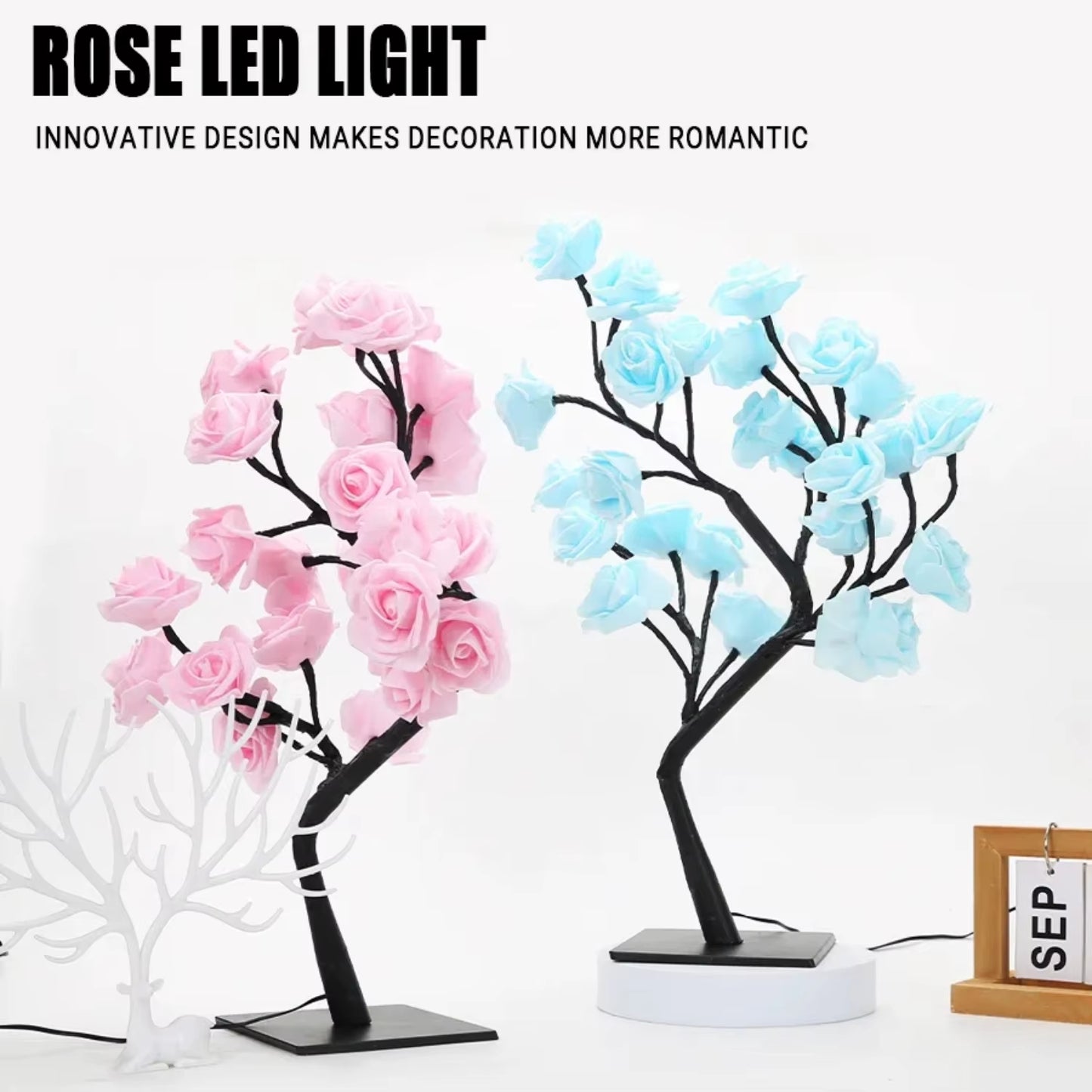 Beautiful, Exquisite, and Stunning LED Rose Tree Lamp with 24 Lights - Elegant USB Powered Flower Night Light for Outdoor Events