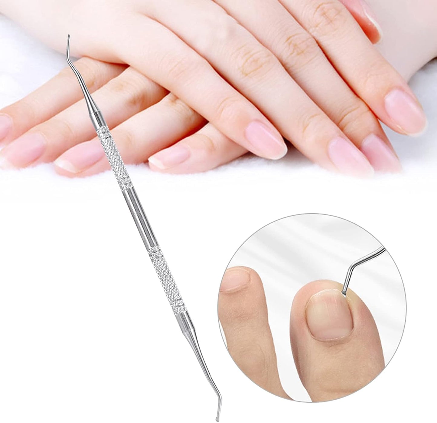 Ingrown Toenail File, Stainless Steel Double Ended Nail Lifter Ingrown Toenail Care Lifter File Cleaner Double Ended Foot Care Tool