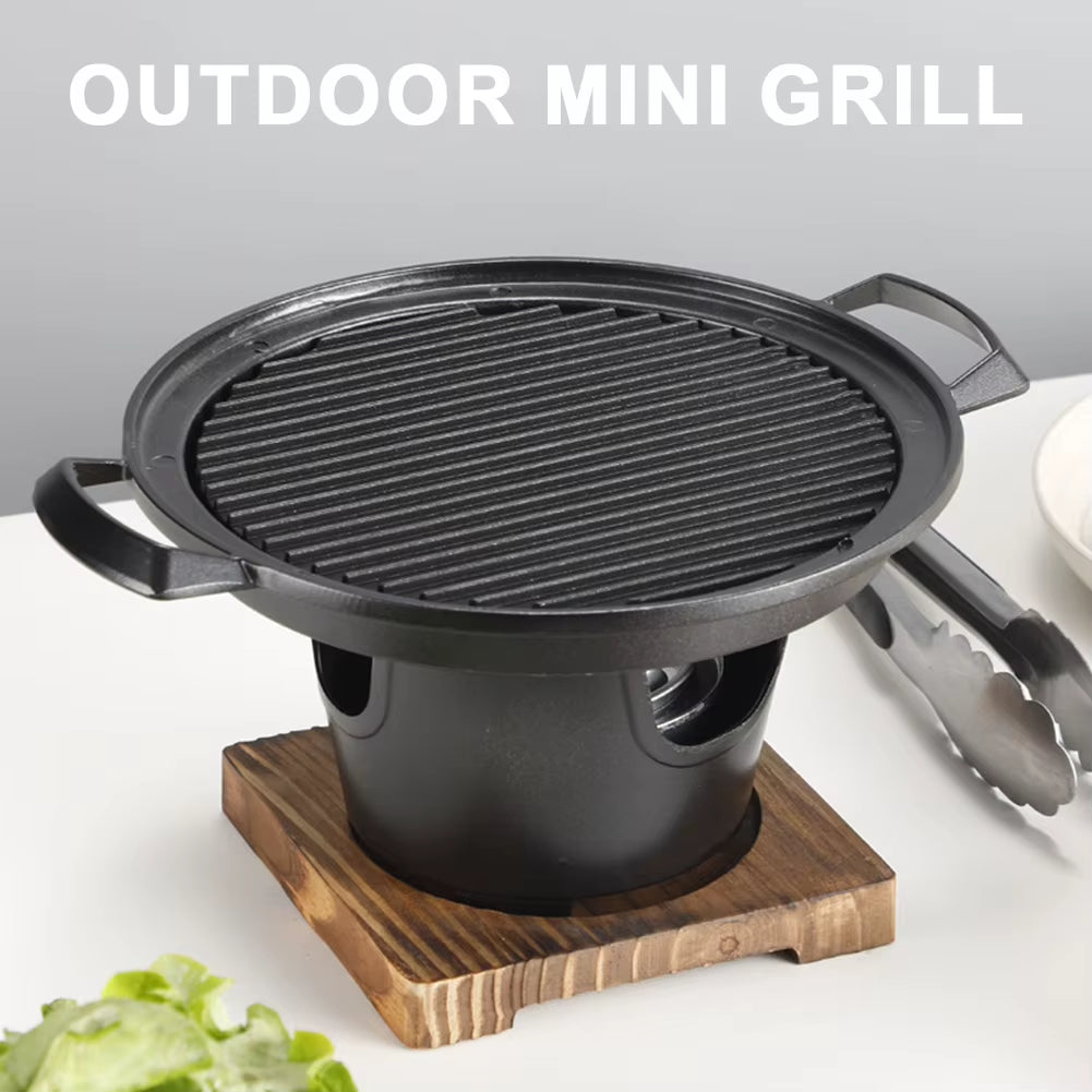 Outdoor BBQ Plate Japanese One Person Cooking Oven Non-Stick Portable Mini Barbecue Stove Smokeless Mini Barbecue Charcoal Grill