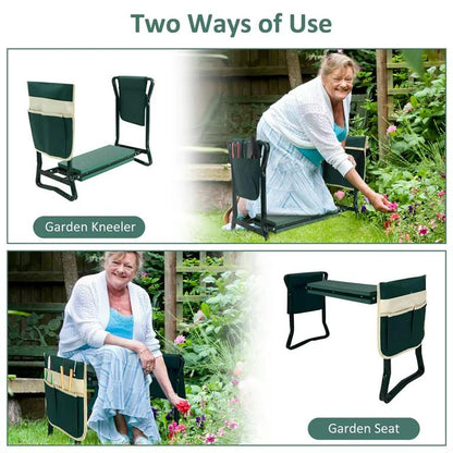 Garden Kneeler Folding Garden Stools Bench and Seat with 2 Tool Pouches, New