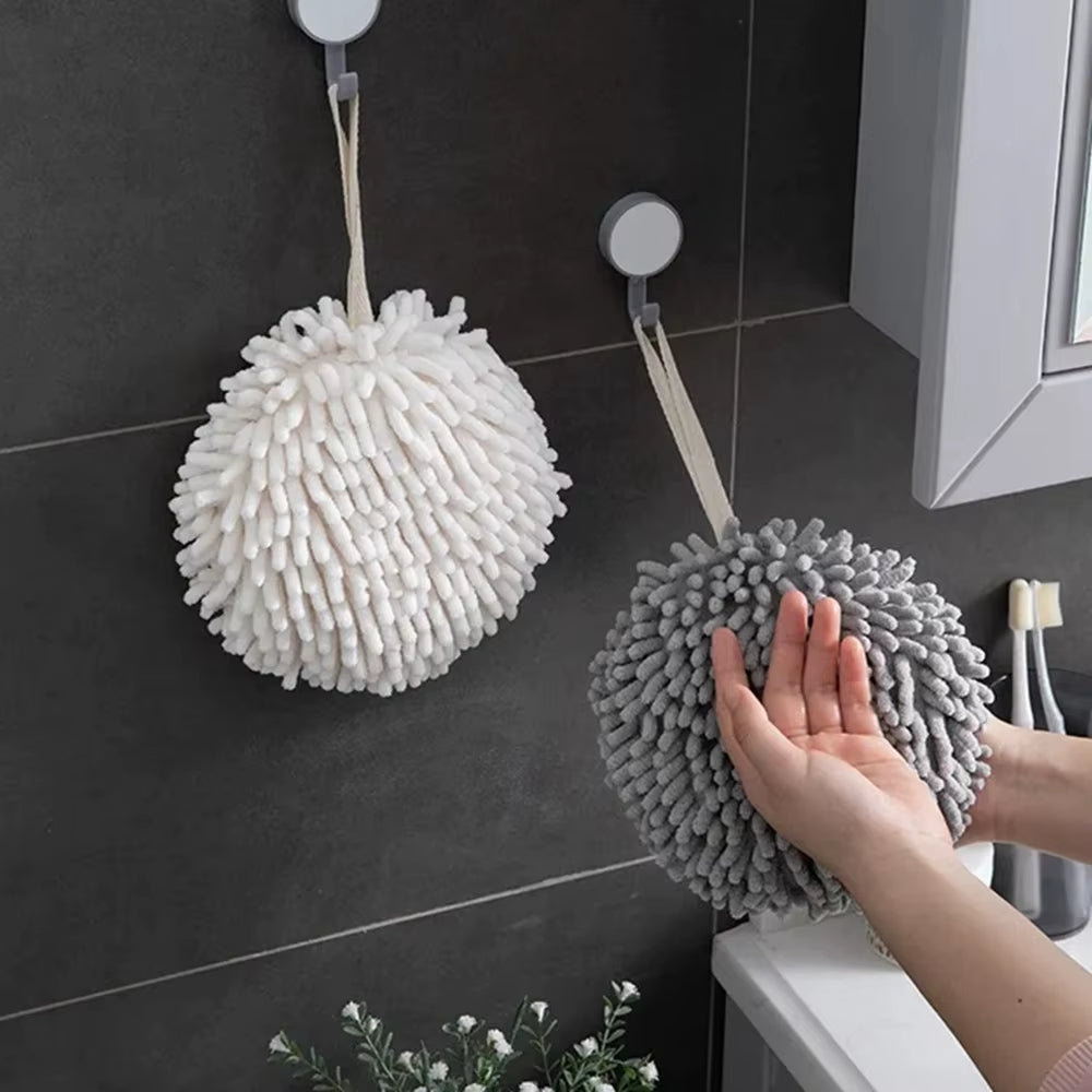 Quick Dry Hand Towels Kitchen Bathroom Hand Towel Ball with Hanging Loops Quick Dry Soft Absorbent Microfiber Towels