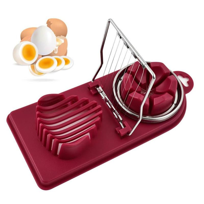 Egg Cutter, 1 Count Household Stainless Steel 2 in 1 Egg Slicer for Hard Boiled Eggs