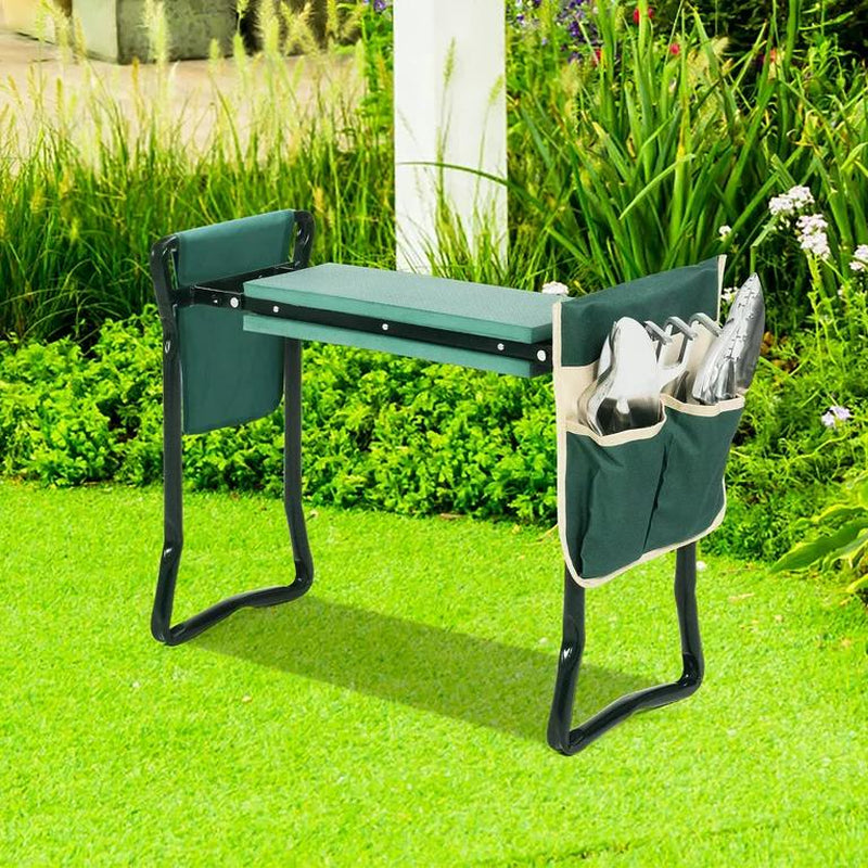 Garden Kneeler Folding Garden Stools Bench and Seat with 2 Tool Pouches, New