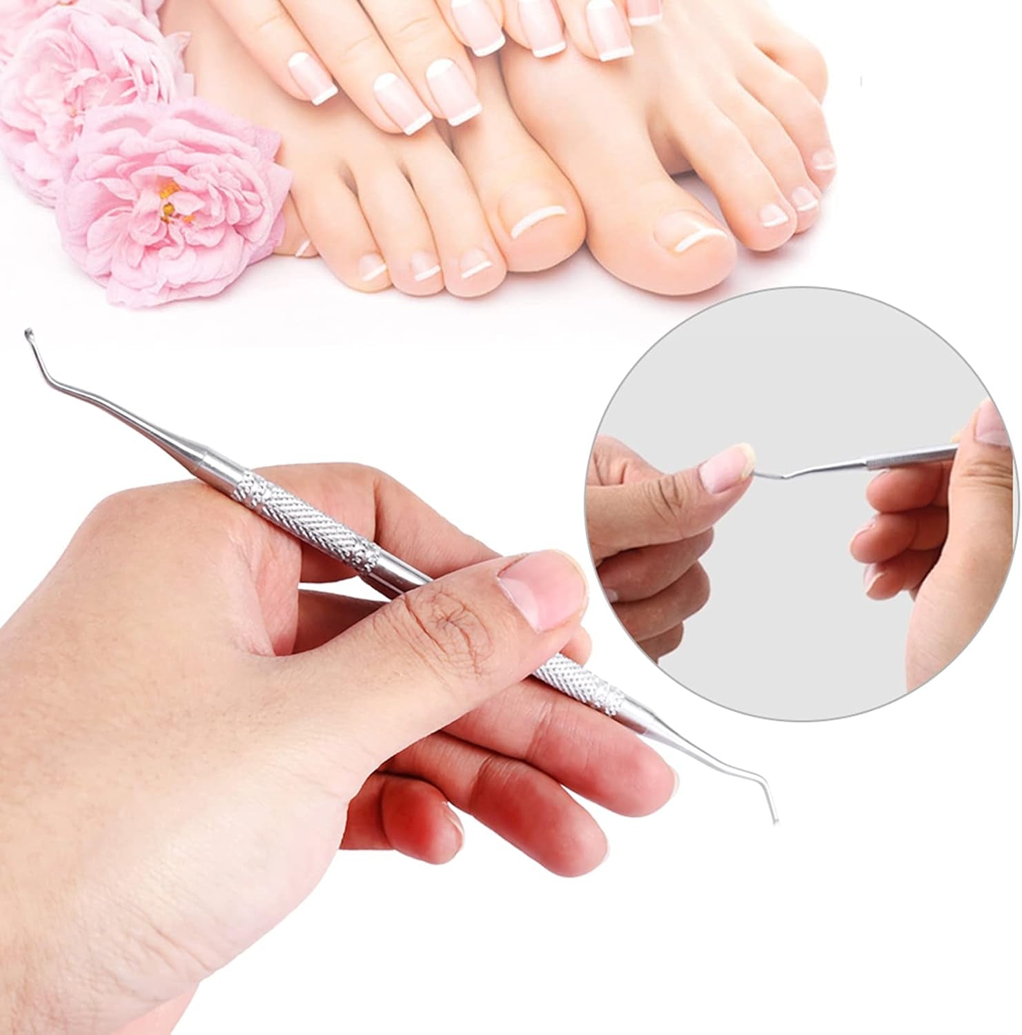 Ingrown Toenail File, Stainless Steel Double Ended Nail Lifter Ingrown Toenail Care Lifter File Cleaner Double Ended Foot Care Tool