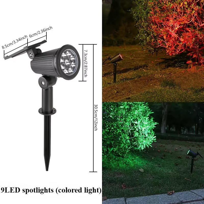 9 Led Solar Spot Lights Outdoor Rgb Solar Landscape Lights Ip65 Waterproof Brightness Adjustable for Garden Yard Palm Trees