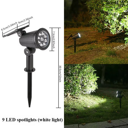 9 Led Solar Spot Lights Outdoor Rgb Solar Landscape Lights Ip65 Waterproof Brightness Adjustable for Garden Yard Palm Trees