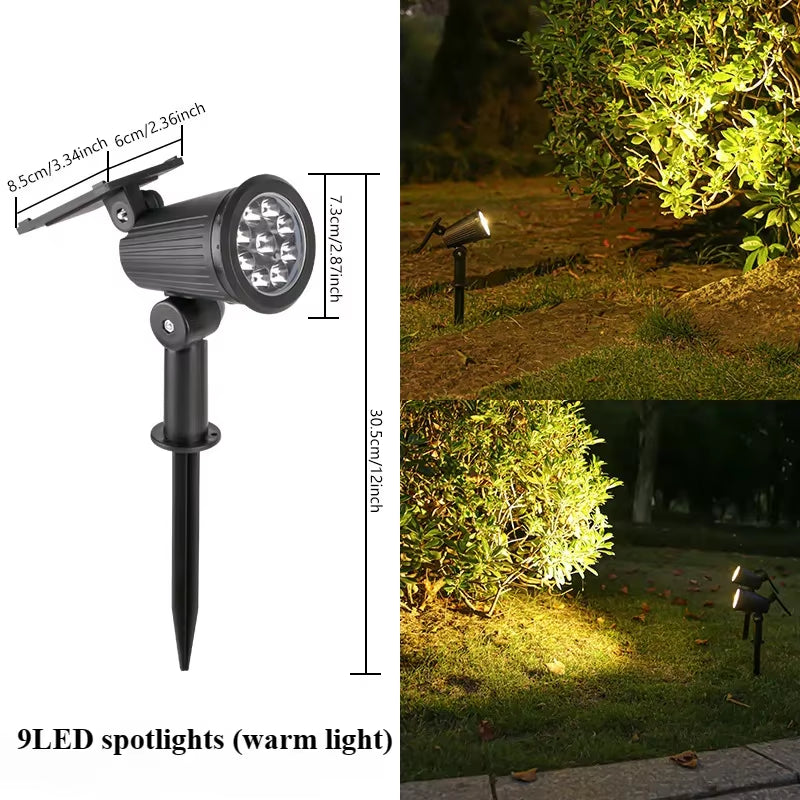 9 Led Solar Spot Lights Outdoor Rgb Solar Landscape Lights Ip65 Waterproof Brightness Adjustable for Garden Yard Palm Trees