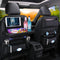 Car Back Seat Organizer with Foldable Tablet Tray, PU Leather Backseat Car Storage Protectors Kick Mats Universal Travel