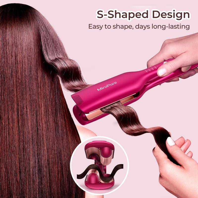 1 Inch Hair Waver & Crimper Iron | Waves Curling Iron with PTC Heater | Auto Shut-Off, Adjustable Temperature 320℉-430℉ | Long-Lasting Curls