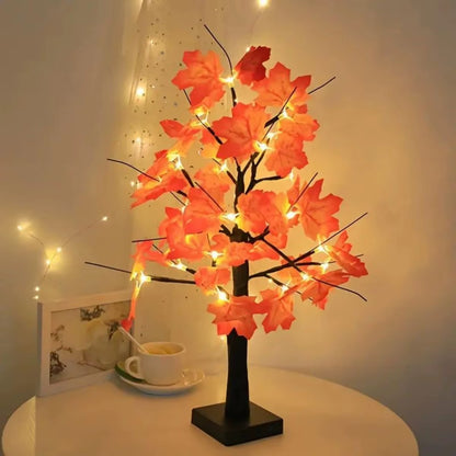 1Pc Maple Leaf White Birch Decoration Thanksgiving Tree Light, Pastoral Style LED Simulation Landscape Light, Battery Powered