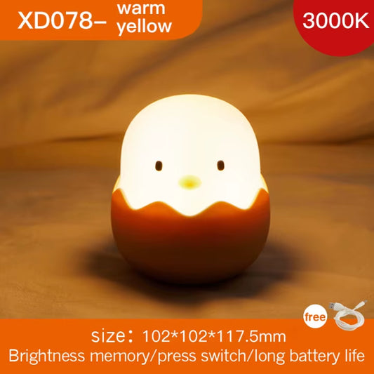 Z30 Led Children Night Light for Kids Soft Silicone USB Rechargeable Bedroom Decor Gift Animal Chick Touch Night Lamp MOONSHADOW