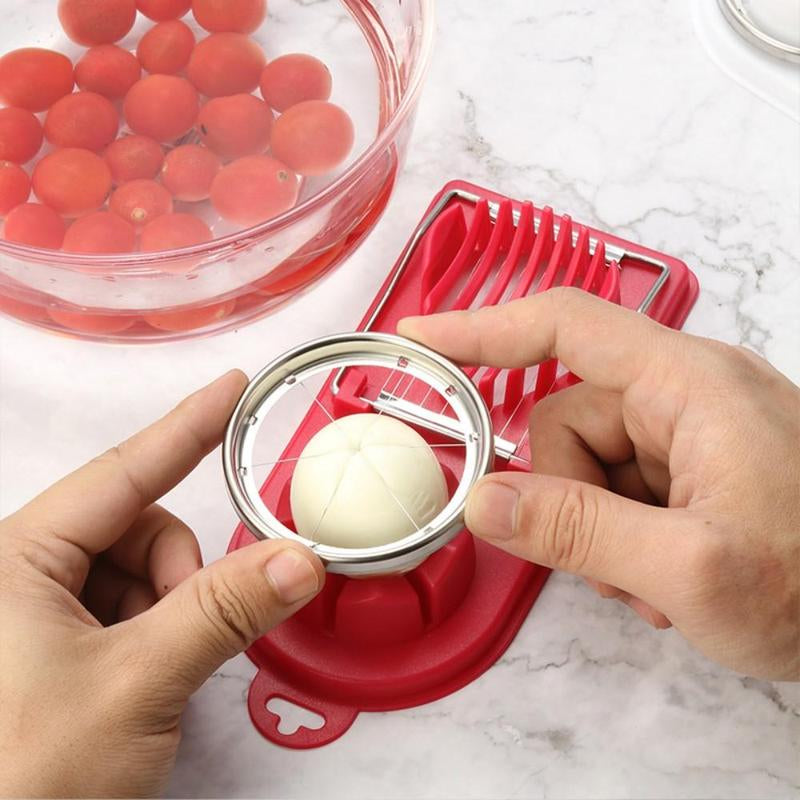 Egg Cutter, 1 Count Household Stainless Steel 2 in 1 Egg Slicer for Hard Boiled Eggs