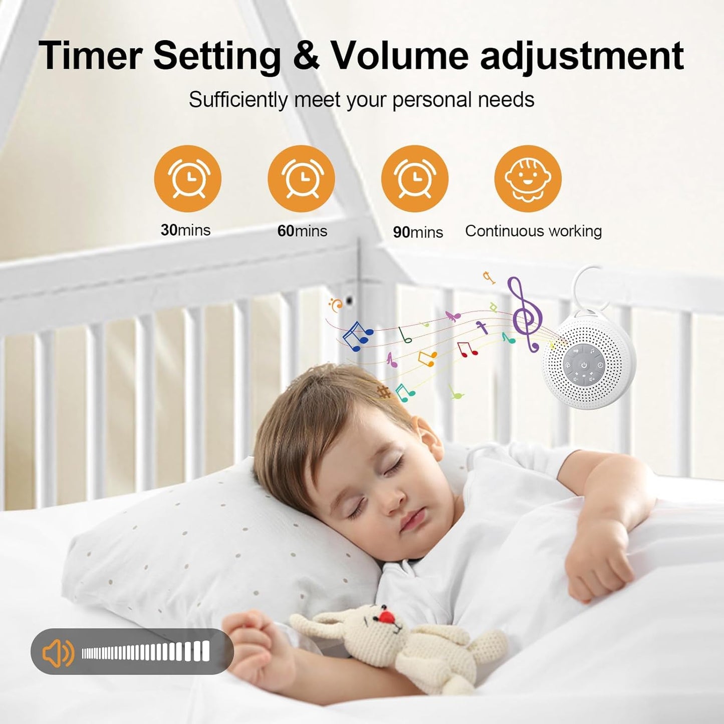 White Noise Machine, Portable Sound Machine with 2000Mah Battery, 21 Soothing Sound Machine for Baby Kids Adults Sleeping, Sound Therapy Sleep Aid with Timer and Child Lock for Home Travel Nursery