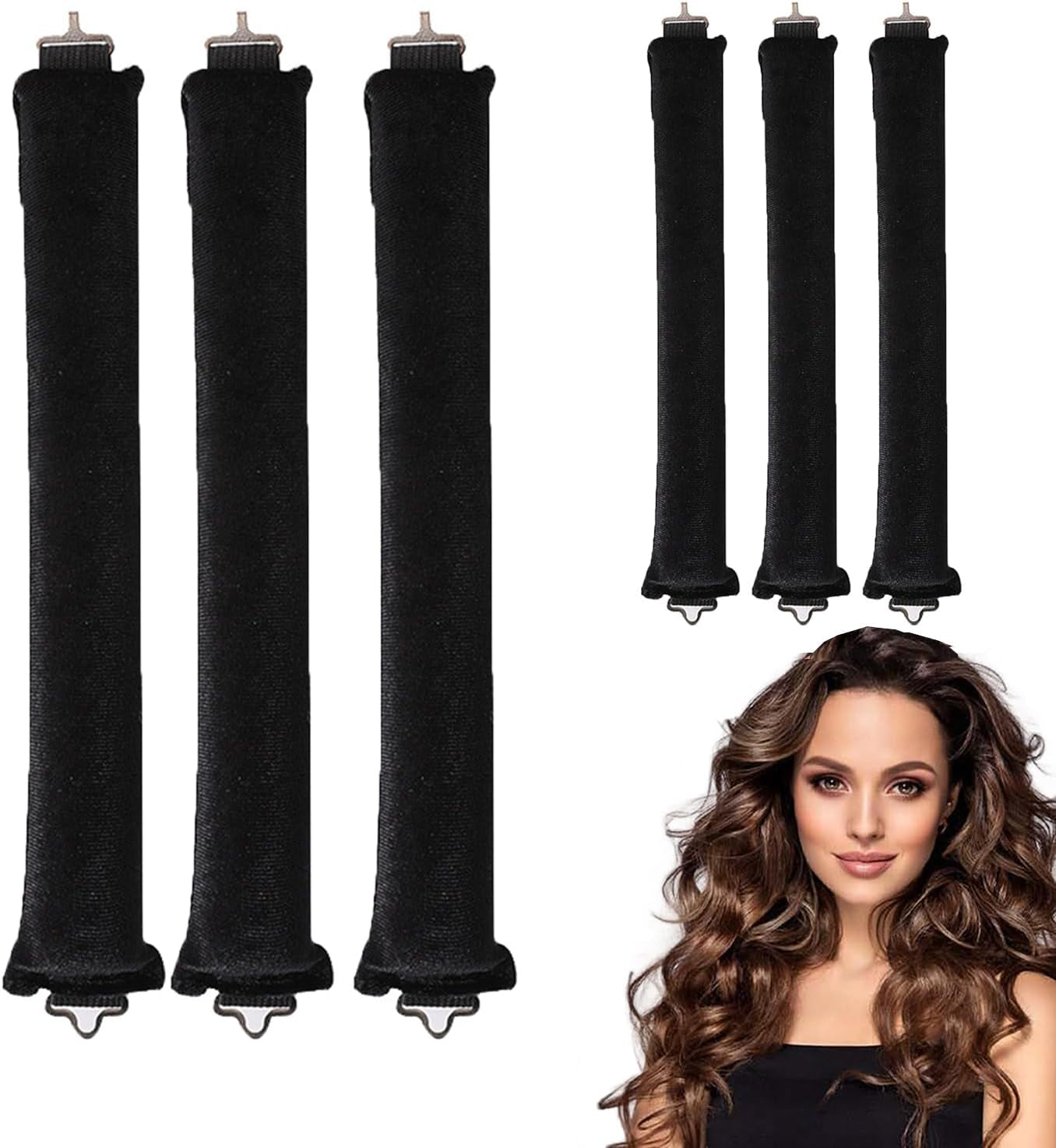 6 PCS Heatless Blowout Hair Curlers, Heatless Hair Curlers for Overnight Curls, Flexi Rods for Heatless Curls, No Heat Hair Curlers to Sleep In,Curling Rod Curlers for Long Hair