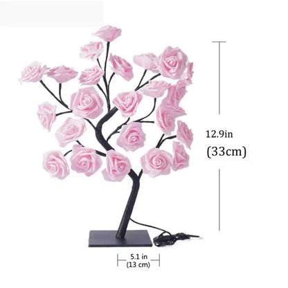 Beautiful, Exquisite, and Stunning LED Rose Tree Lamp with 24 Lights - Elegant USB Powered Flower Night Light for Outdoor Events