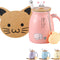 Kawaii Tea Cup with Infuser Cute Cat Mug Ceramic Coffee Mug Tea Mug Pink Cute Cool Preppy Stuff Gifts for Women Cat Lover Gifts 13Oz